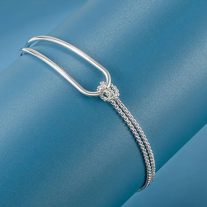 New S925 Silver Minimalist Geometric Collage Bracelet Women's Jewelry Exquisite and Elegant for Birthday and Christmas Gifts