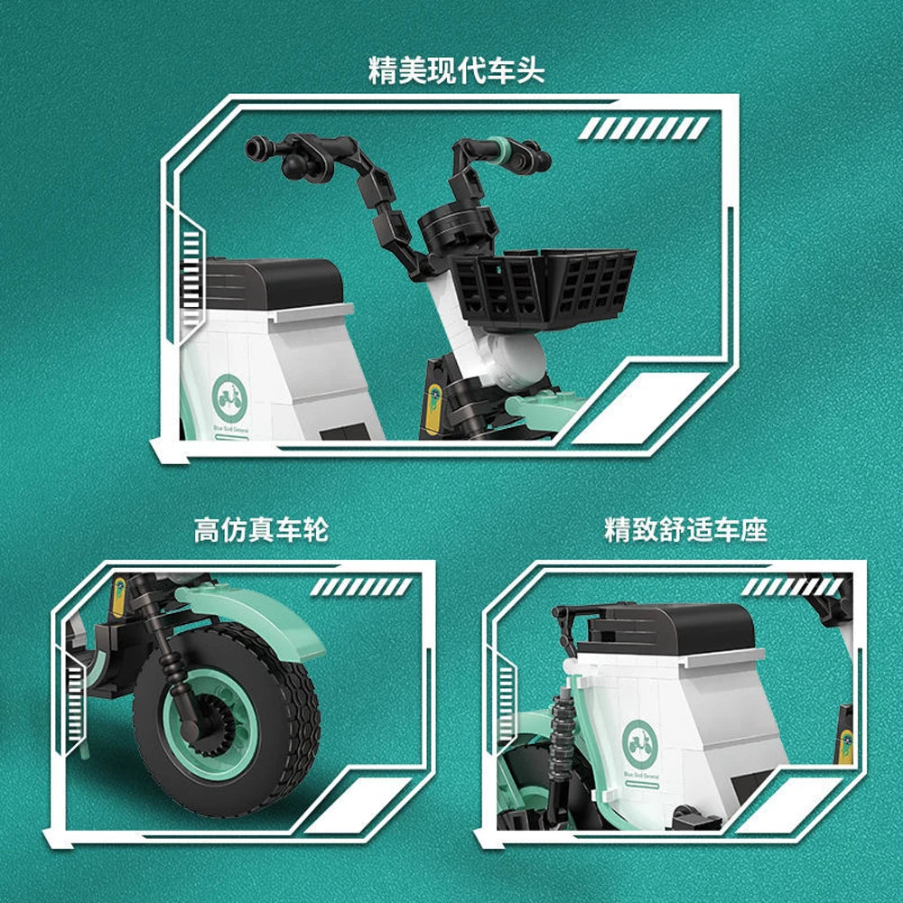 KNEW BUILT Electric Bicycle Scooter Model Mini Building Blocks Adorable & Educational Construction Toys