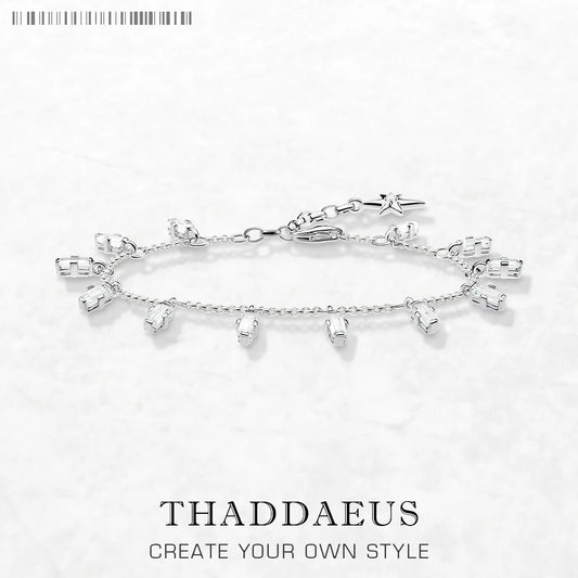 Bracelet Angular Stones With Baguette Cut 925 Sterling Silver Elegant Fine Jewelry Europe Women Trendy Gift