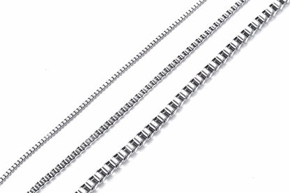 1/2/3MM Thin Chain Necklace for Men Women,Stainless Steel Square Box Chain Link Collars,Male Unisex Jewelry Gift
