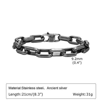 Vintage Chain Bracelets for Men Boys,Byzantine Stainless Steel Braided Link Wristband,Retro Jewelry Birthday Father Gifts