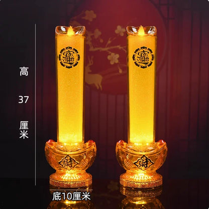God of Wealth Lamp, Simulated Flame LED Electric Candle, Smokeless Electronic Candle Holder, Buddha Lamp, Household, Plug-in
