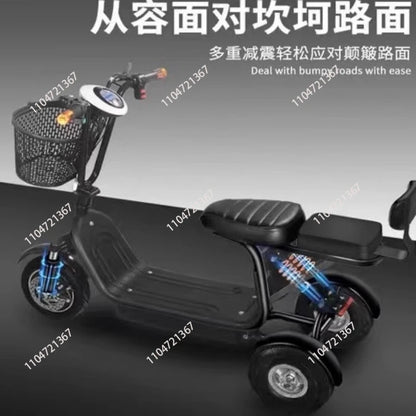 Electric Tricycle, Small Mini Folding Scooter, Adult Girls Pick Up and Drop Off Children, New Son Battery Car