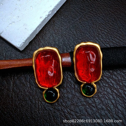 Jelly translucent gemstone earrings fashion luxury high sense 9 earrings female