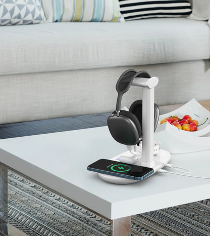 Stand 4-in-1 Wireless Charger for iPhone, Watch, Headphones 15W Fast Charging