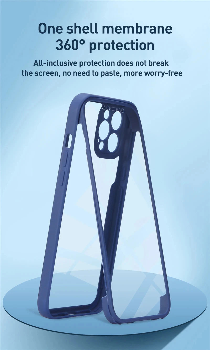 360 Full Cover Case For iPhone 17 Pro Max 16Plus 16E Funda For iPhone 16 15 Pro 17Air 15Plus Screen Protection Phone Cover