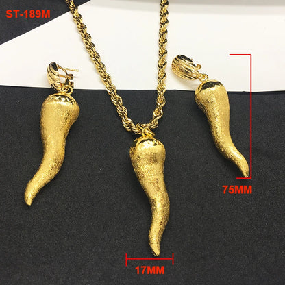 Brazilian Jewelry Set For Women Chili Earrings Pendant Dubai Nigerian African 24k Gold Plated Wedding Jewellery Bridal Sets
