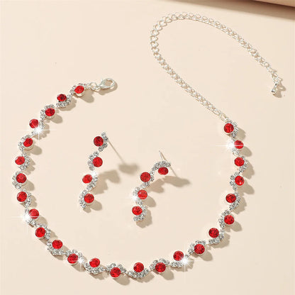 BLIJERY elegant royal blue crystal rhinestone choker necklace earrings jewelry set charm vintage wedding accessories for women