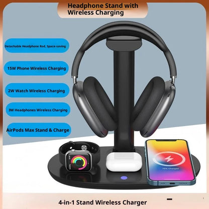 Stand 4-in-1 Wireless Charger for iPhone, Watch, Headphones 15W Fast Charging