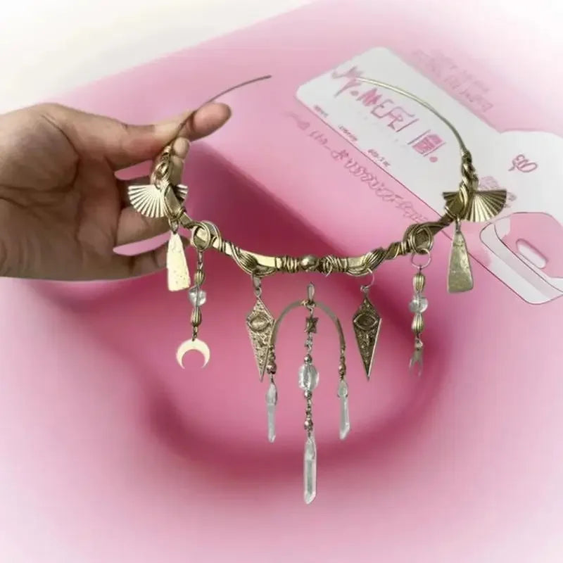 Glamorous Choker with Vintage Appeal; Red Crystal Moon Geometric Pendant Design; Women's Daily, Prom, Date Night Jewellery.