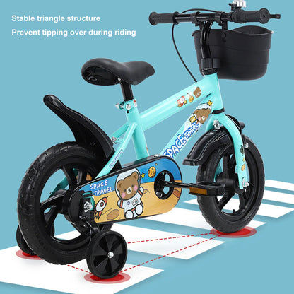 12" Kids Bike with Training Wheels for 2-6 Years Old, High Carbon Steel Frame Adjustable Seat & Handlebars