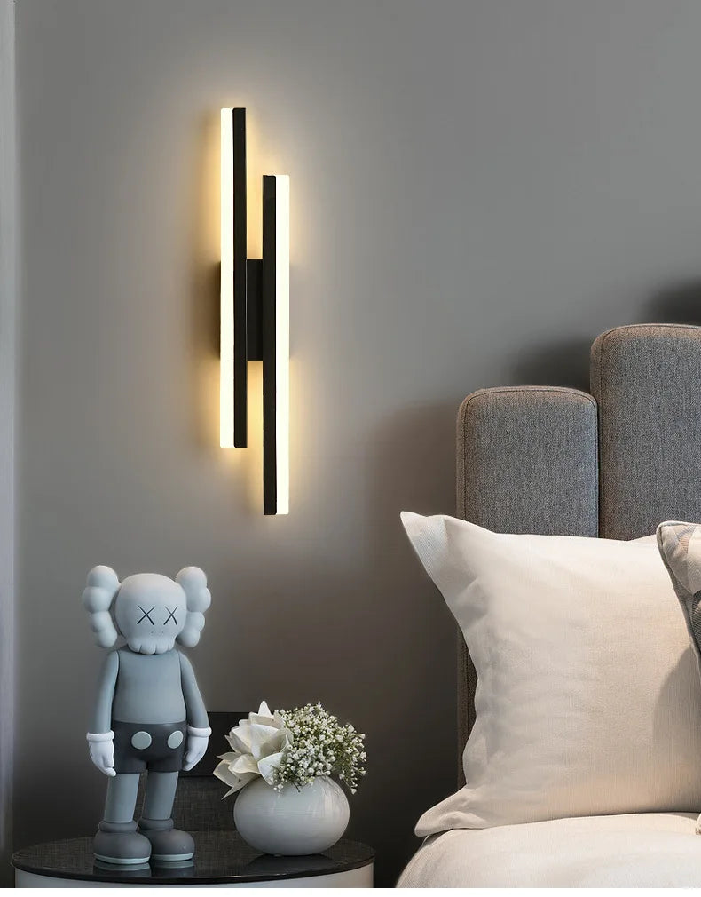 LED Bedroom Wall Lamp Wall Sconces Copper Line Pipe Acrylic Lampshade Indoor Lighting for Living Room Corridor Light Fixture