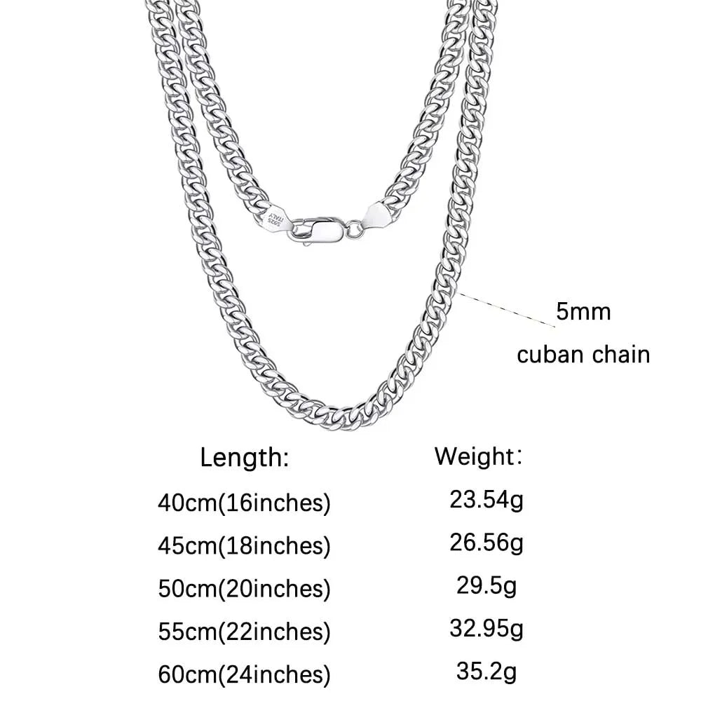 ORSA JEWELS 925 Sterling Silver Basic Punk Necklace for Men Women Curb Cuban Link Chain Chokers Vintage Punk Boy Male Gifts SC37