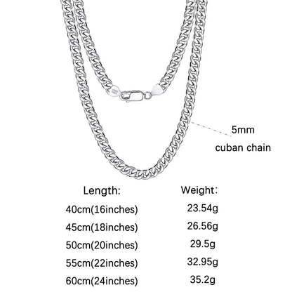 ORSA JEWELS 925 Sterling Silver Basic Punk Necklace for Men Women Curb Cuban Link Chain Chokers Vintage Punk Boy Male Gifts SC37