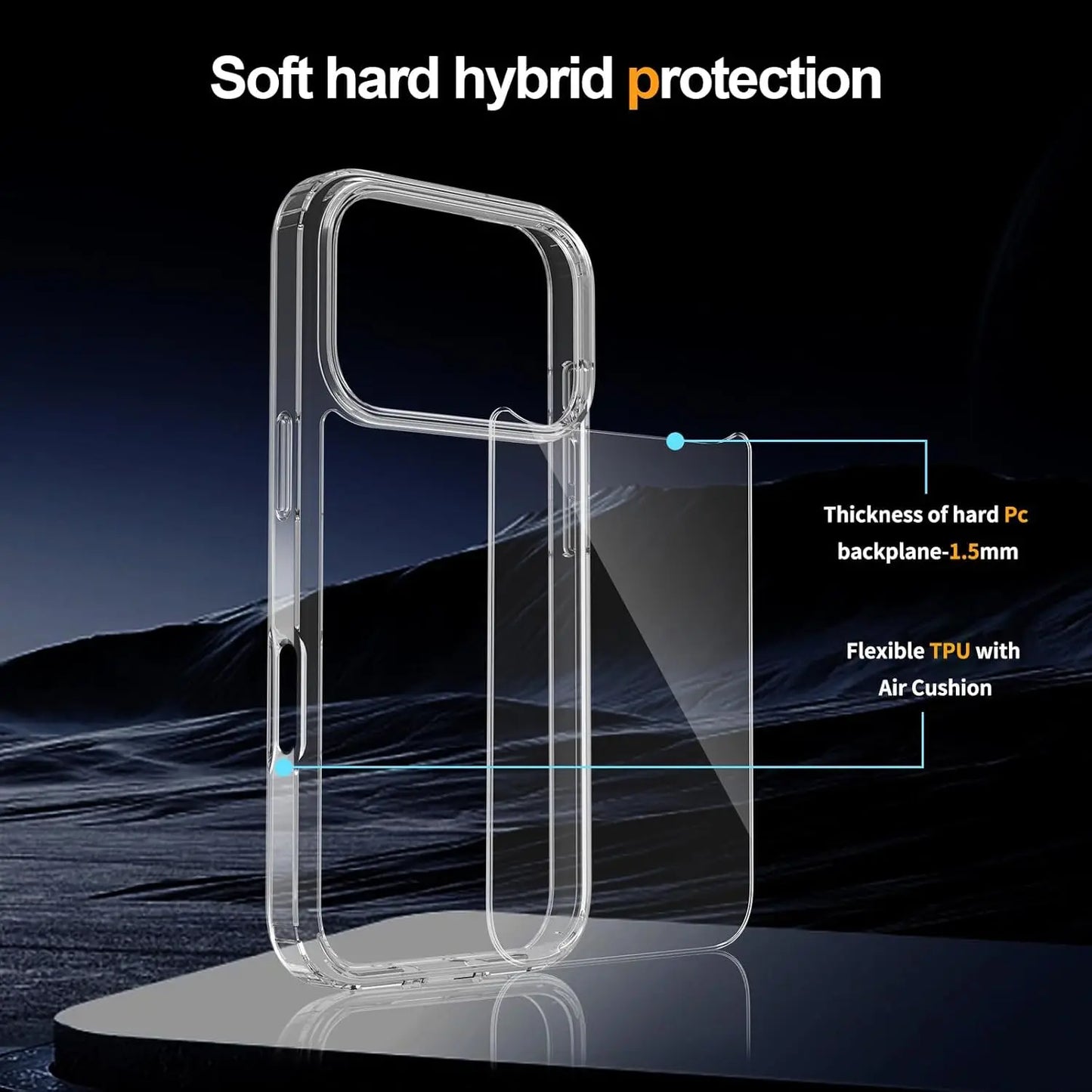 Crystal Clear Case For iPhone 17/17Promax/17 Pro/17 Air Shockproof Protective Phone Cover HD Transparent Hard PC Bumper Shell