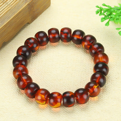 Natural Red Amber Bracelet Men Women Healing Gemstone Fine Jewelry Genuine Baltic Blood Amber Bracelets Barrel Beads Bangles