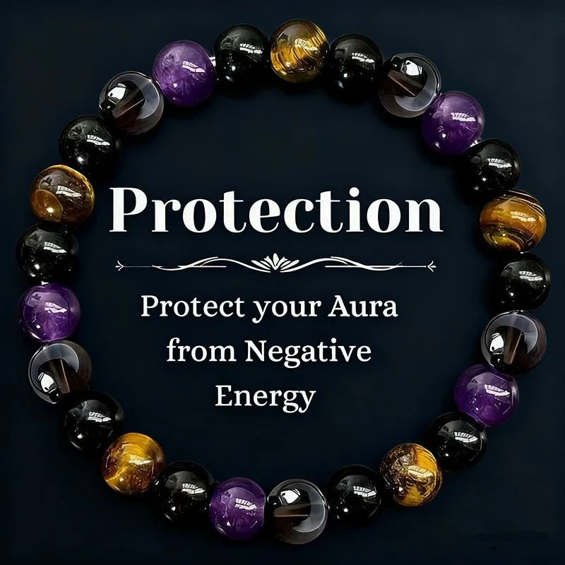 Natural Stone Beads Bracelet For Women Men Amethysts Crystal Quartzs Agate Tiger Eye Elastic Bangles Reiki Healling Jewelry Gift