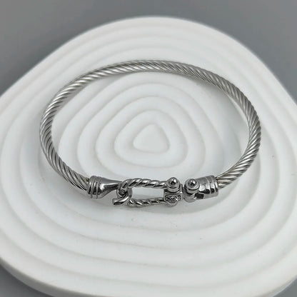 New steel wire button pattern horseshoe gold-plated stainless steel bracelet 18K, high quality waterproof couple bracelet, wife