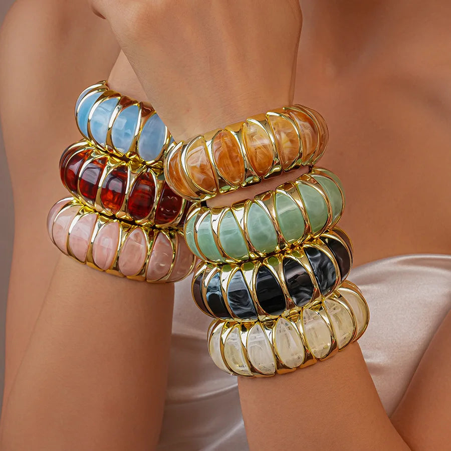 Glamorous Colorful Acrylic Bracelet for Women, Sweet Elastic Stretch Bracelet, Trendy Daily Wear & Dating Gift