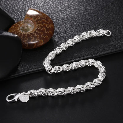Fine Noble 925 Sterling Silver Solid Chain Bracelet For Women Men Charm Party Gift Wedding party Fashion Jewelry