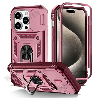 Case For iPhone 17 16 16e 15 14 13 12 11 Pro Max Plus Mini XS XR 8 Plus 8 7 SE Heavy Duty with Camera 360 Degree Kickstand Cover