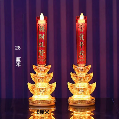 God of Wealth Lamp, Simulated Flame LED Electric Candle, Smokeless Electronic Candle Holder, Buddha Lamp, Household, Plug-in