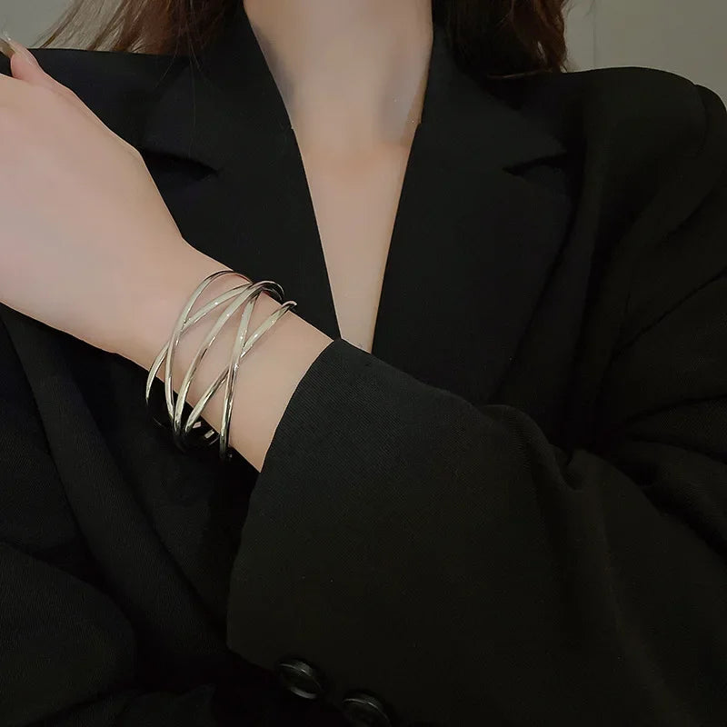 Alloy Round Chain Charms Cuff Bracelet Women Female Gold Silver Color Bracelets Pendant Jewelry Браслеты На Руку Женские Pulsera