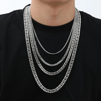 3/5/7/9mm Chunky Cuban Chain Necklaces for Men Boys,Waterproof Stainless Steel Silver Color Chain,Hip Hop Classic Jewelry Gift