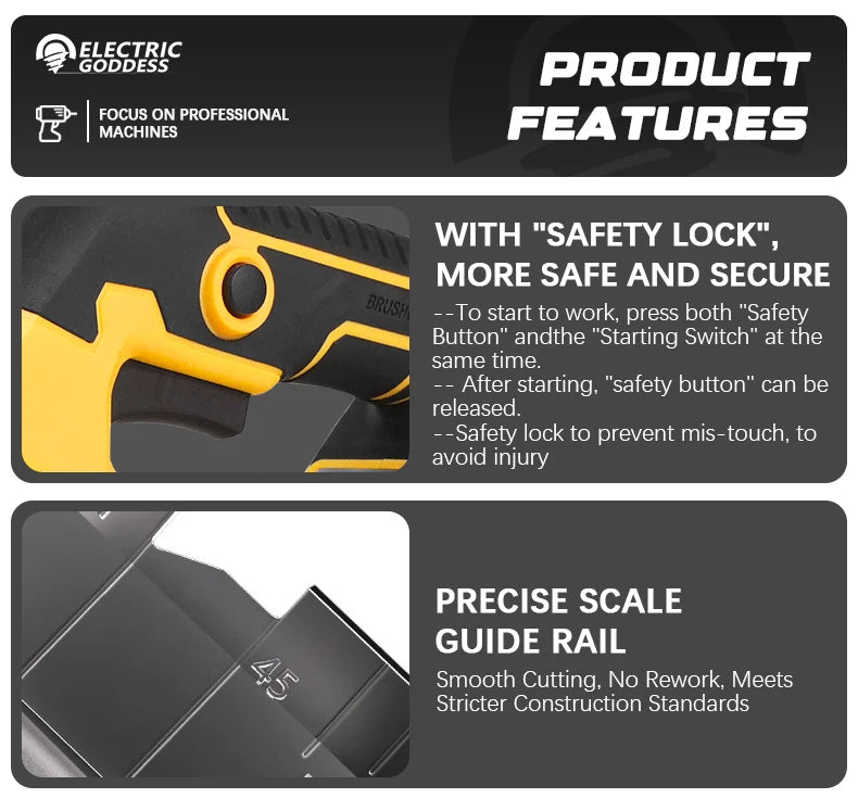 Electric Goddess 5in Brushless Electric Circular Saw ﻿For Dewalt 20V Battery ﻿Cordless 1000W Handheld Woodwork Saw Power Tool ﻿