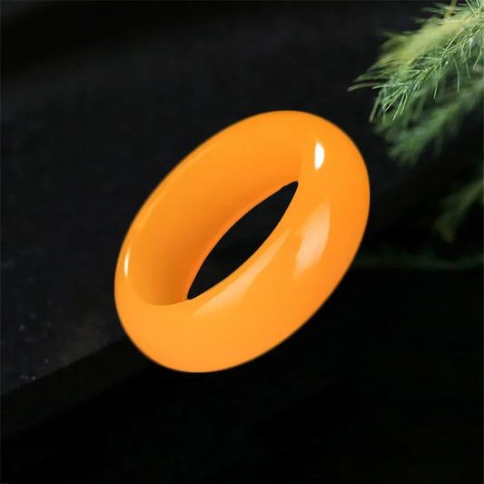 Yellow Jade Ring Jewelry Chinese Jadeite Charm Hetian Fashion Crafts Natural Woman Gifts Amulet Gemstone Carved