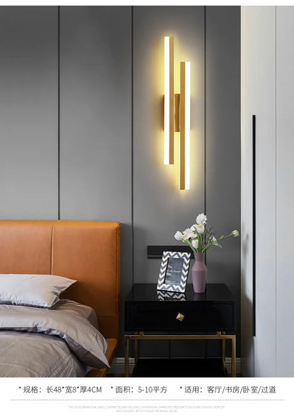LED Bedroom Wall Lamp Wall Sconces Copper Line Pipe Acrylic Lampshade Indoor Lighting for Living Room Corridor Light Fixture