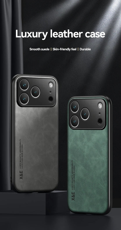 Fashion Leather Funda for iPhone 17 Pro Max 17 Air Case Ultra Thin Car Magnetic Protection Phone Cover Capa