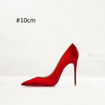 2025 Winter New High-heeled Shoes for Women, Green, Real Silk Satin, Thin Heel, Pointed Toe,Elegant,12cm,Single Shoes for Ladies
