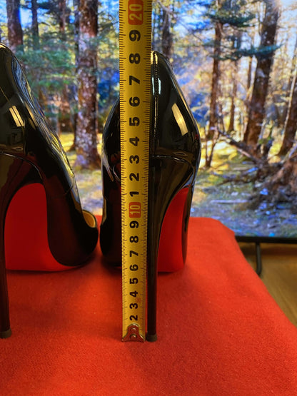 New shallow classic patent leather 12cm fashionable and versatile work high heels nude 10cm thin heel plus size 33-46