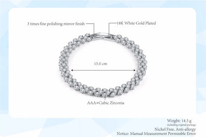 Wedding Tennis Bracelet For Women Dainty Dazzling Shiny Party Luxury Crystal Heart Shape Chain On Hand Fashion Jewelry Gifts
