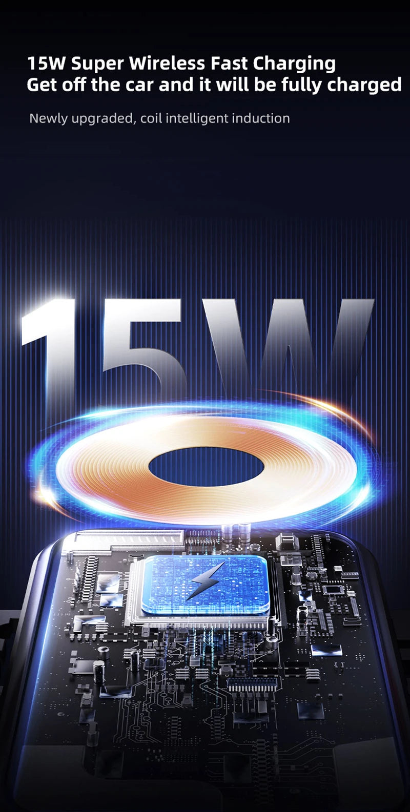 Car Phone Charger Phone Holder 66W Wireless & Wired Charger Auto Sensing One-Touch Release and Rotation Qi FCC ROHS Certified