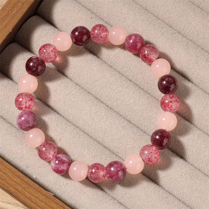 Cute autumn and winter jewellery pink garnet pink quartz strawberry quartz braclet for girlfriend gifts natural stone bracelets