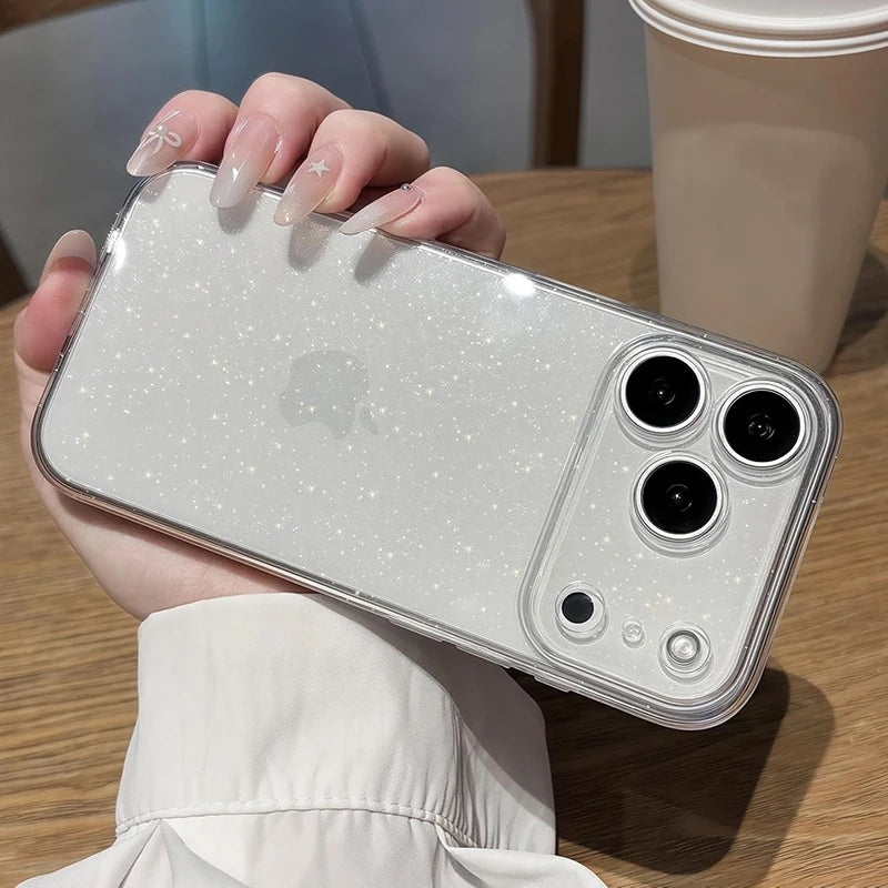 Case for iPhone 17 Pro Max 17Air Case Cute Clear Glitter With Design Girly Shockproof Protective Cover Slim TPU Back Cover Funda