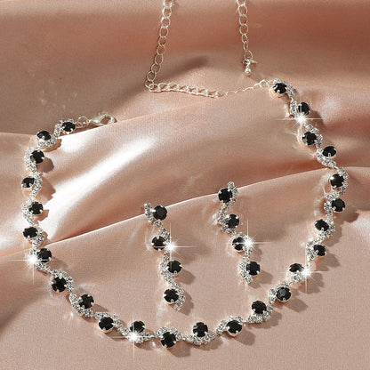 BLIJERY elegant royal blue crystal rhinestone choker necklace earrings jewelry set charm vintage wedding accessories for women