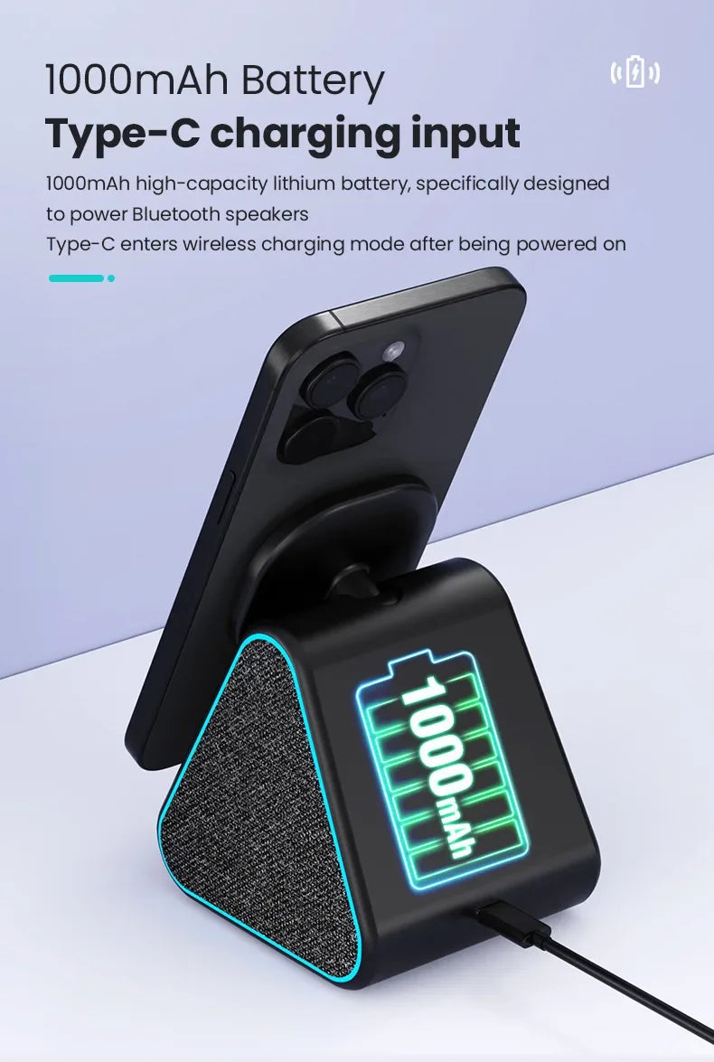 Wireless Charger Phone Holder Magnetic Wireless Charging Bluetooth Speaker Suitable For IPhone 16 15 Fast Charging