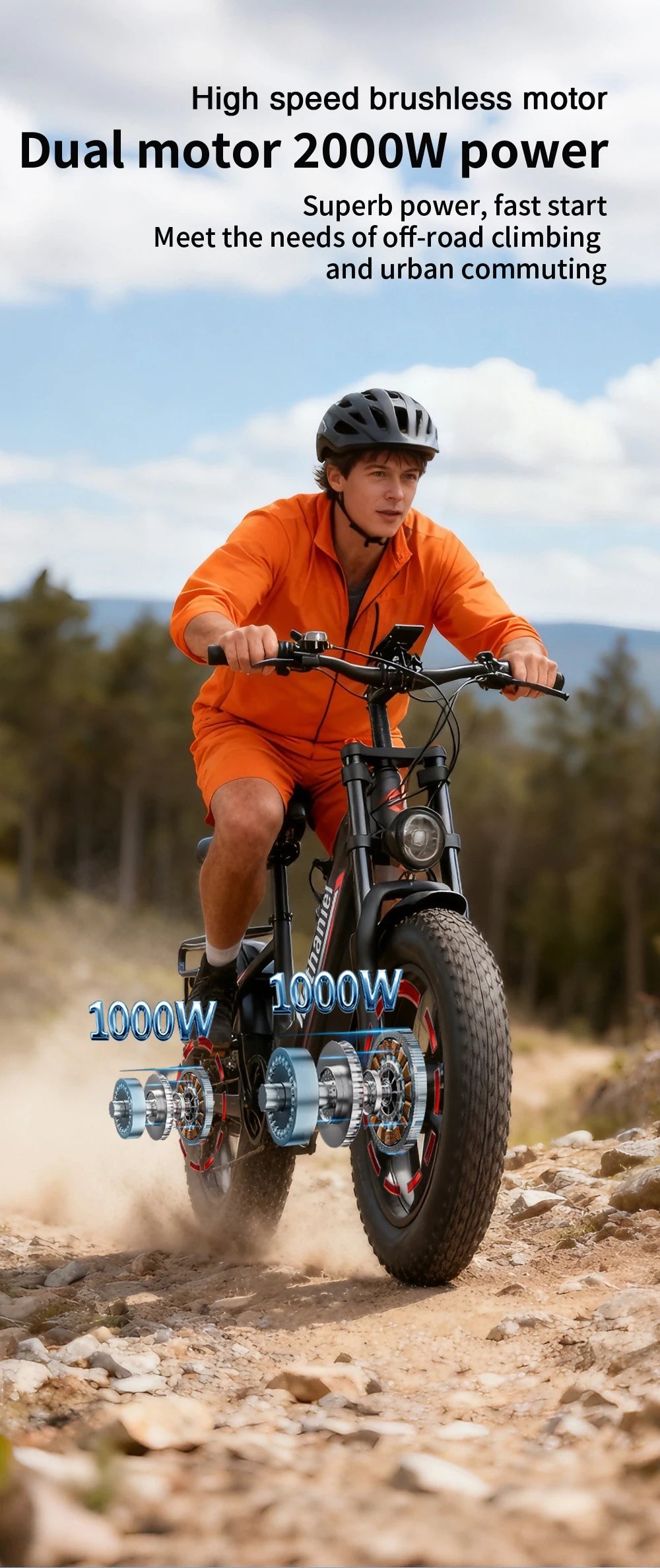 Nathaniel SYR08 2000W Dual Motor E-Bike,20*4.0 Fat Tire,20AH Detachable battery,Speed 50+,Daily commuting, Adult Electric Bike