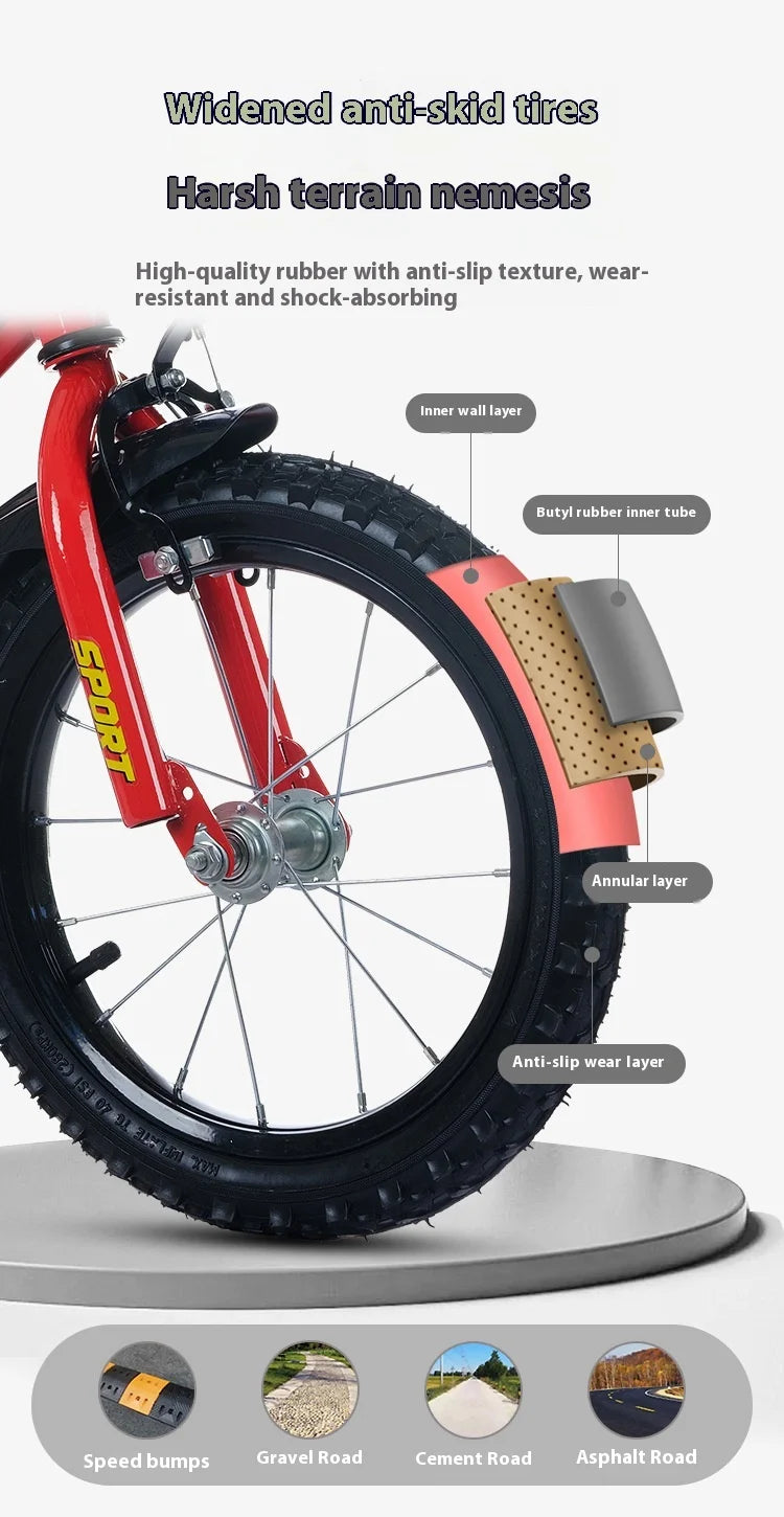 New children's bicycle models for boys and girls, suitable for ages 2-10 and 12-16 inch baby strollers.