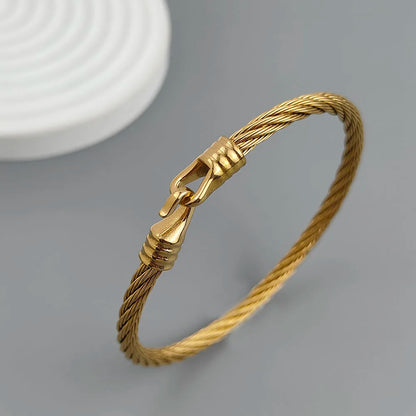 New steel wire button pattern horseshoe gold-plated stainless steel bracelet 18K, high quality waterproof couple bracelet, wife
