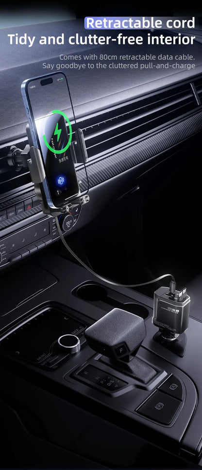 Magnetic Charger 15W Wireless Car Phone Holder with Cable Fast Charging Infrared Sensing Car Mount for iPhone Android