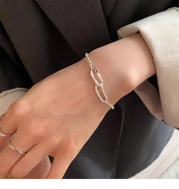 New Fashion Women's 925 Sterling Silver Bracelets Bracelets for Simple and Sweet Jewelry Trendy Wholesale