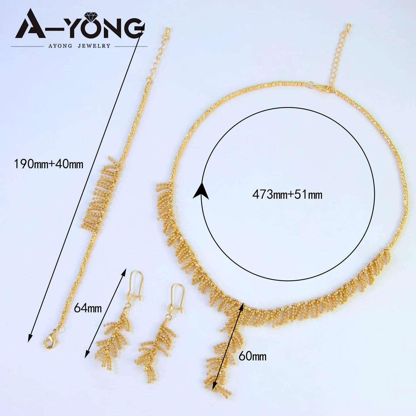 Gold Plated Tassel Wheat Necklace Set 21k Gold Color Saudi Chic Bohemian Choker Italian Women Wedding Party Jewelry