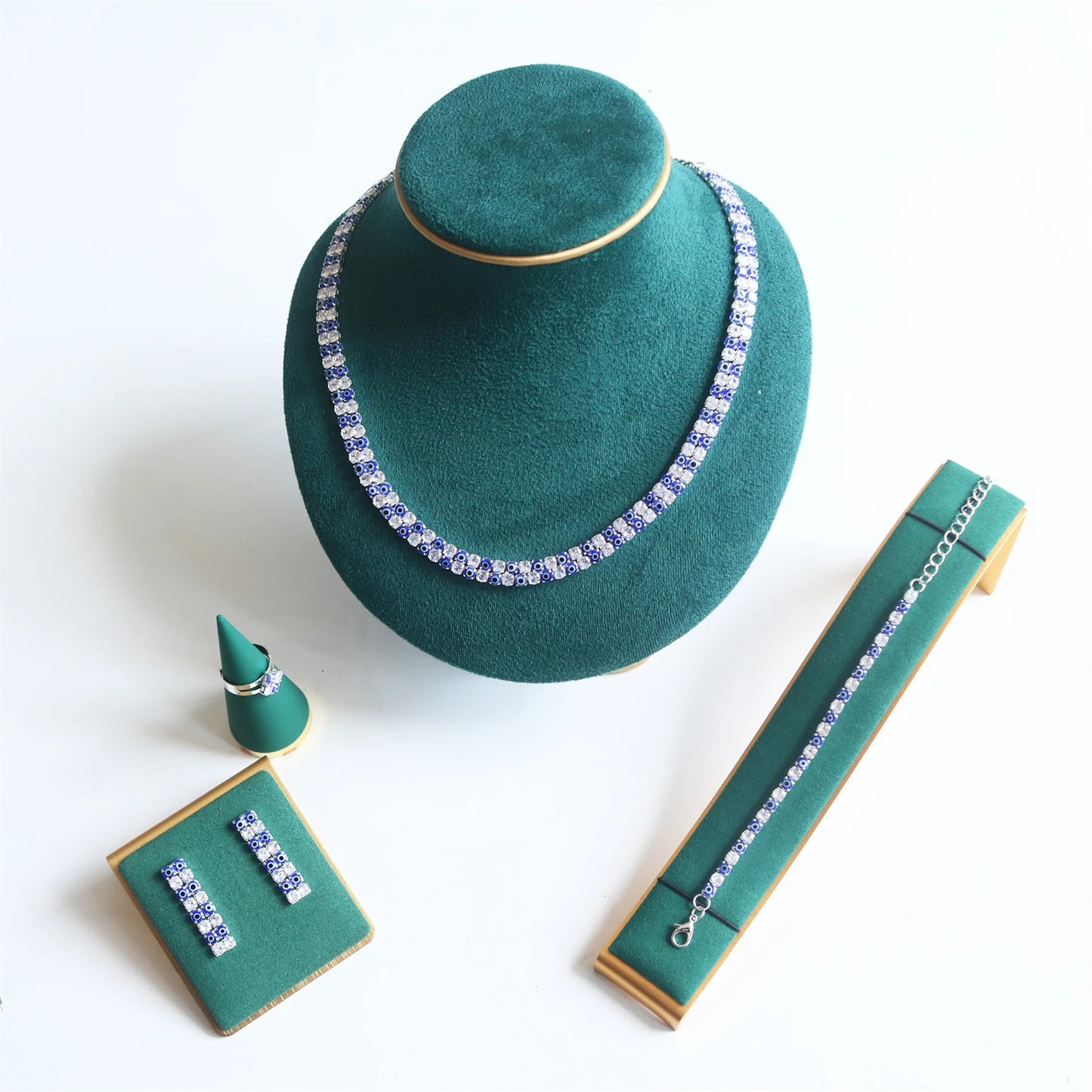 European Bridal Wedding Jewelry High Quality Earrings, Necklace, Bracelet Set, Evening Dress, Hundred Matching Accessories