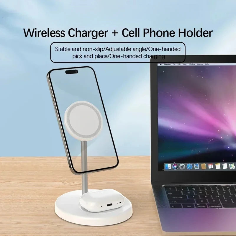 2-in-1 Wireless Fast Charger for iPhone 15/14/13/12 Pro Max & AirPods Pro – Upgraded Foldable Charging Dock