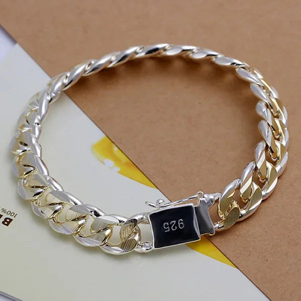 Fine Noble 925 Sterling Silver Solid Chain Bracelet For Women Men Charm Party Gift Wedding party Fashion Jewelry