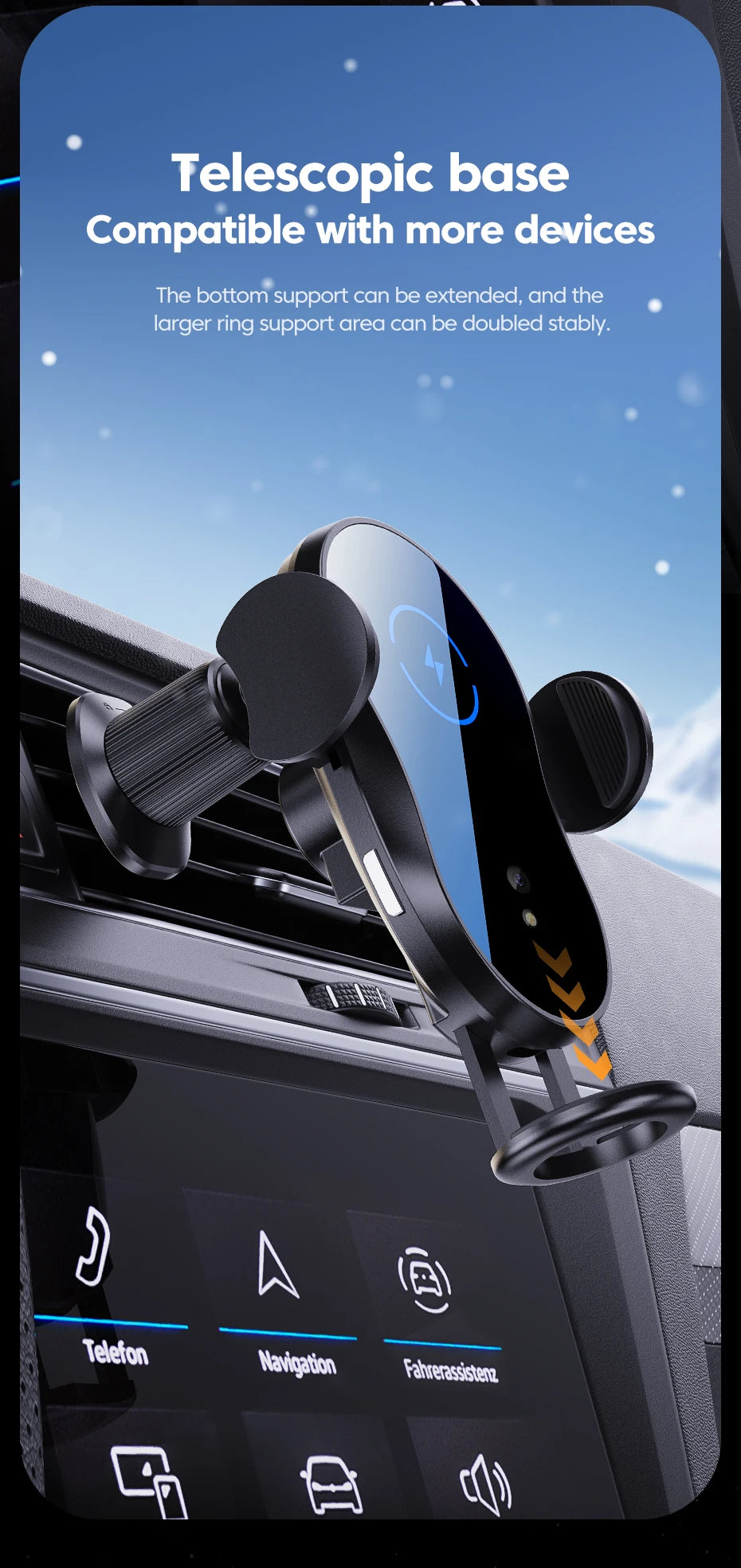 Wireless 15W Car Charger Air Vent Phone Holder 360 Ritation AdjustmentSuper Fast Charging Station for iPhone 16 15 14 13 12